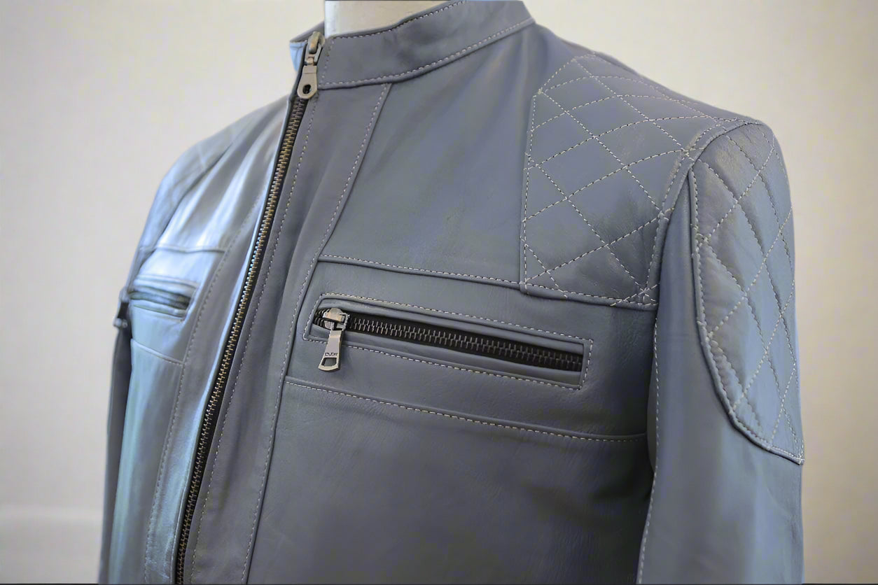 Storm Grey Moto Jacket – Premium Leather Craftsmanship for Bikers